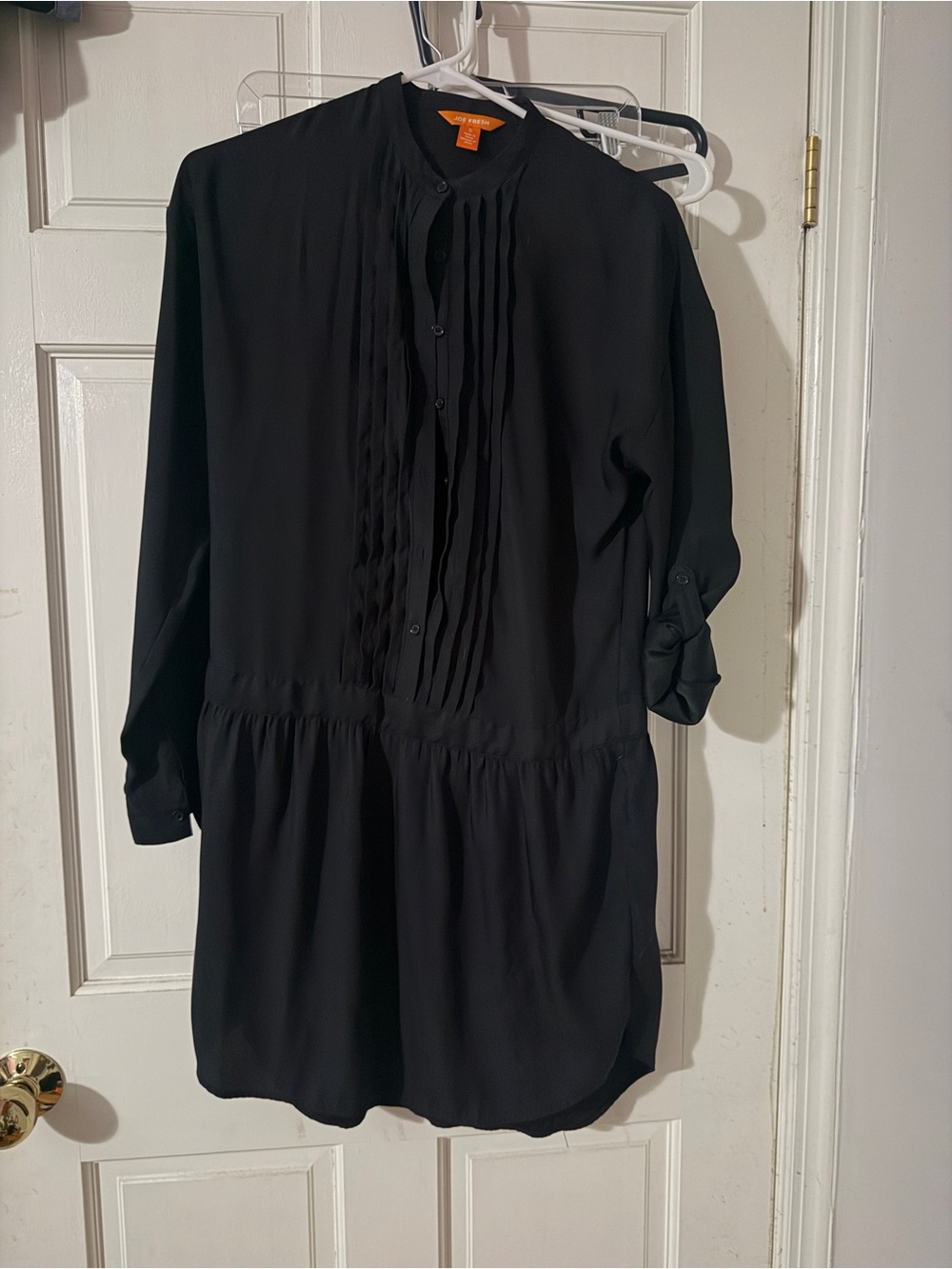Joe Fresh Black Pleated Front Tunic